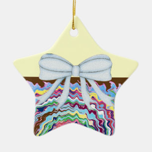Chevron-Muster-Duschparty-Büro-Schicksal Keramik Ornament