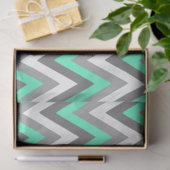 Chevron-Muster Grau Weiß Mint Decoupage Seidenpapier (Geschenk)