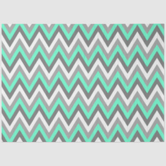 Chevron-Muster Grau Weiß Mint Decoupage Seidenpapier