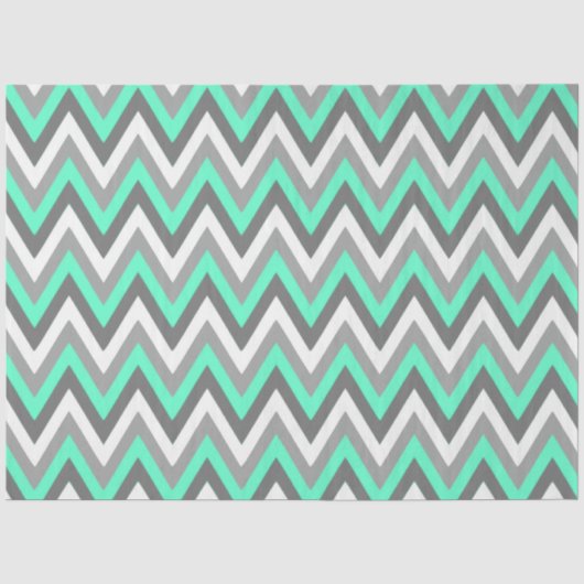 Chevron-Muster Grau Weiß Mint Decoupage Seidenpapier (Vorderseite)