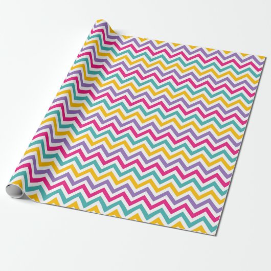 Chevron-Muster mit Teal- und violettem Streifen Geschenkpapier (Ungerollt)