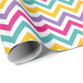 Chevron-Muster mit Teal- und violettem Streifen Geschenkpapier (Rolleneckpunkt)