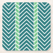 Chevron-Muster Teal Rechteckiger Pappuntersetzer (Vorderseite)