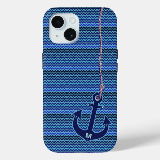 chevron nautical blue anchor Case-Mate iPhone hülle (Rückseite)