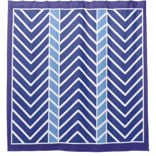 Chevron Pattern Blue Duschvorhang (Vorderseite)