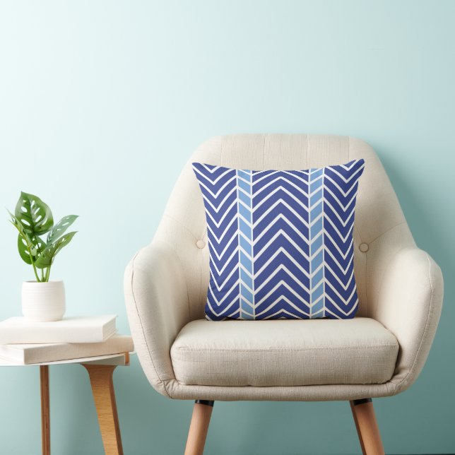 Chevron Pattern Blue Kissen (Stuhl )