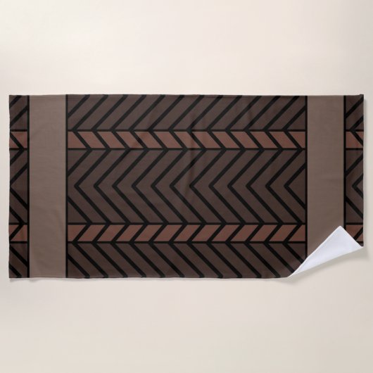 Chevron Pattern Brown Strandtuch (Vorderseite)