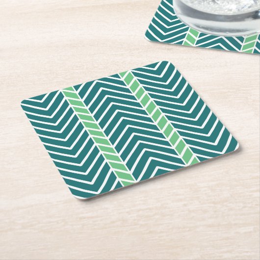 Chevron Pattern Teal Rechteckiger Pappuntersetzer (angewinkelt)