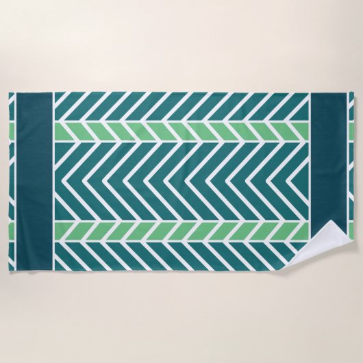 Chevron Pattern Teal Strandtuch (Vorderseite)