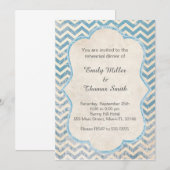 Chevron Rustic Blue Probe Dinner Einladung (Vorne/Hinten)