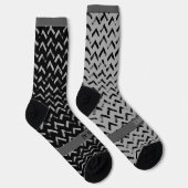 Chevron Schwarz und Grau Name auf nicht passend Socken (Rechts)