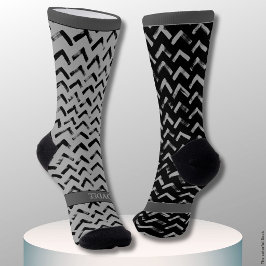 Chevron Schwarz und Grau Name auf nicht passend Socken