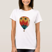 "Chevron Sky: Vibrant Hot Air Balloon in Flight T-Shirt (Vorderseite)