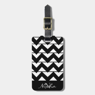 Chevron-Streifen-Monogramm-Name Gepäckanhänger