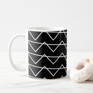 Chevron-Streifen-Zickzack-Muster Schwarz und Weiß Kaffeetasse