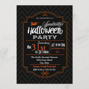 Chevron- und Typografie-Halloween-Einladung Einladung