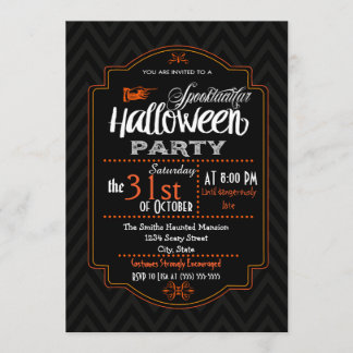 Chevron- und Typografie-Halloween-Einladung Einladung