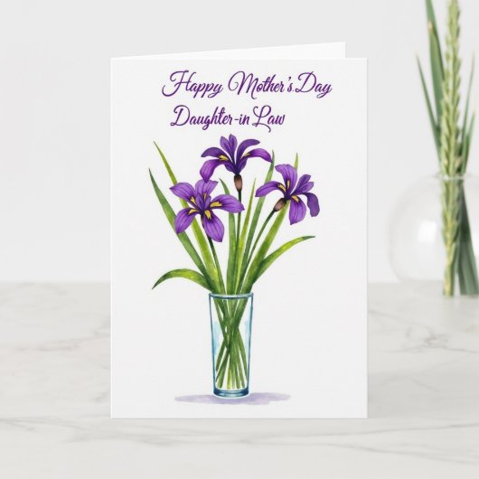 Chevron Violett Florale Karte (Vorderseite)