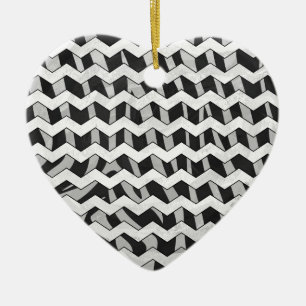 Chevron Zebra Black and Gray Keramikornament