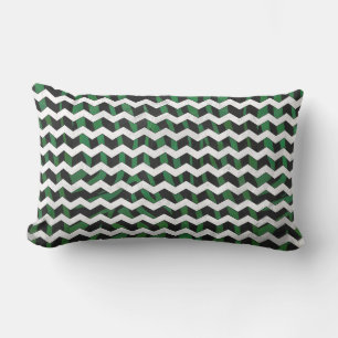 Chevron Zebra Schwarz und Grün Druck Lendenkissen