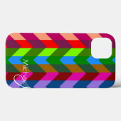 Chevron Zigzag Benutzerdefiniertes Monogramm 3 Case-Mate iPhone Hülle (Rückseite (Horizontal))