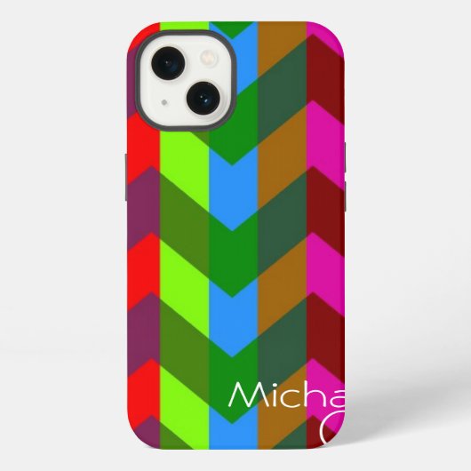 Chevron Zigzag Benutzerdefiniertes Monogramm 3 iPhone Hülle (Rückseite)