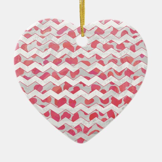 ChevronDalmatian Rosa und Weiß Keramikornament (Vorne)