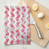 ChevronDalmatian Rosa und Weiß Küchentuch (Viertel Falte)