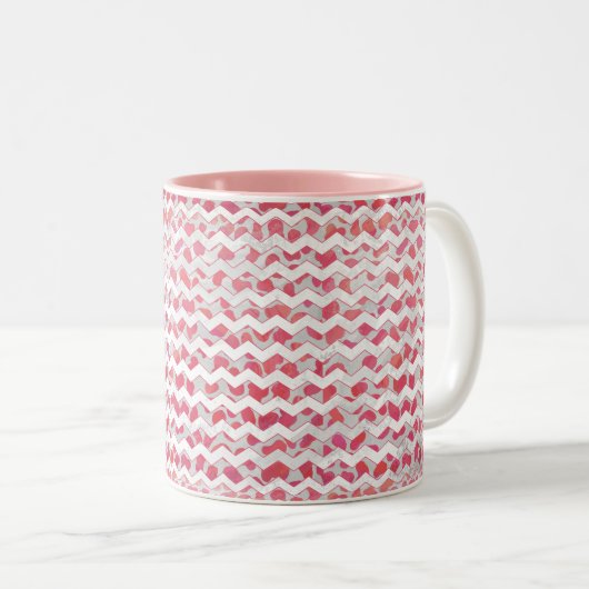 ChevronDalmatian Rosa und Weiß Zweifarbige Tasse (VorderseiteRechts)