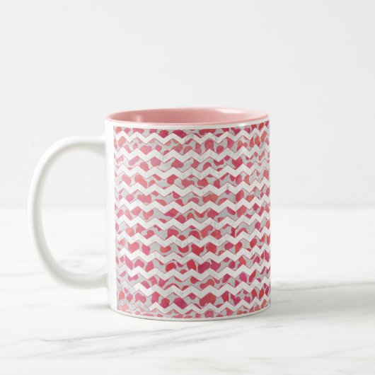 ChevronDalmatian Rosa und Weiß Zweifarbige Tasse (Links)