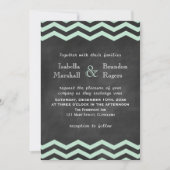 Chevrons auf Chalkboard Hochzeit Einladung in Mint (Vorderseite)