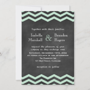 Chevrons auf Chalkboard Hochzeit Einladung in Mint