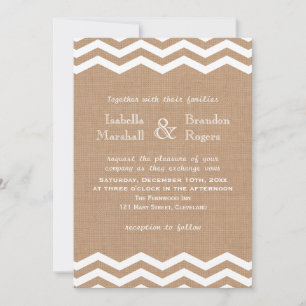Chevrons auf Einladung zur Hochzeit in Burlap