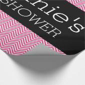 Chevrons aus Pink und Schwarz-Brautparty Geschenkpapier (Ecke)