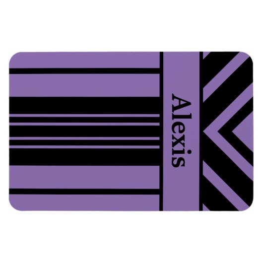 Chevrons mit Ihrem Namen aus schwarzem und Lila St Magnet (Horizontal)