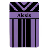 Chevrons mit Ihrem Namen aus schwarzem und Lila St Magnet (Vertikal)