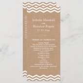 Chevrons über das Hochzeitsprogramm von Burlap Programm (Vorne/Hinten)