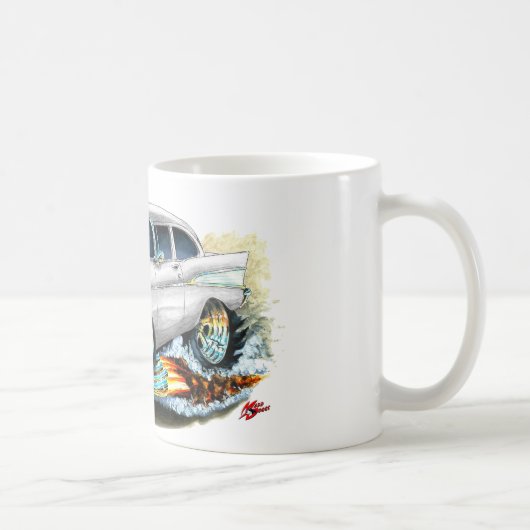 Chevy 150-210 weißes Auto 1957 Kaffeetasse (Rechts)