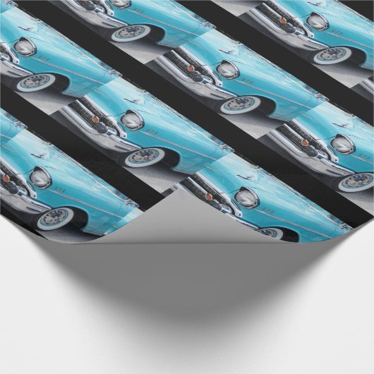 Chevy 1957 im Blau, Geschenkverpackung. Geschenkpapier (Ecke)