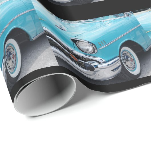 Chevy 1957 im Blau, Geschenkverpackung. Geschenkpapier (Rolleneckpunkt)