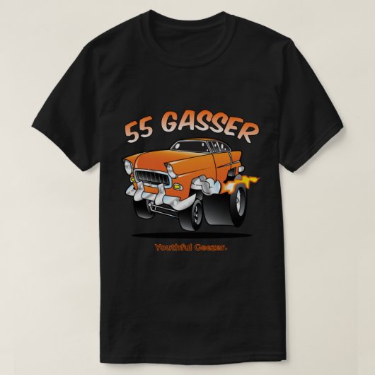 Chevy 55 Gasser Cartoon Auto Toon T-Shirt (Design vorne)