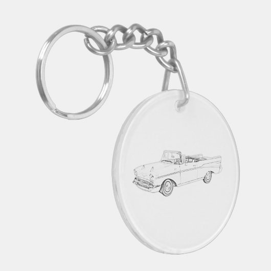 Chevy Bel Air Kabriolett 1957, das Acryl zeichnet Schlüsselanhänger (Vorderseite links)