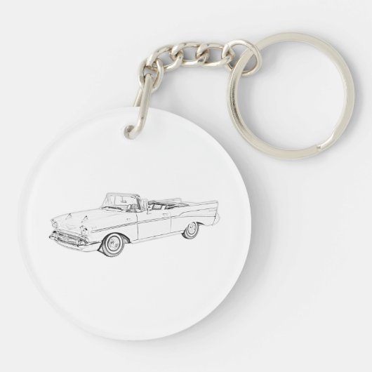 Chevy Bel Air Kabriolett 1957, das Acryl zeichnet Schlüsselanhänger (Rückseite)