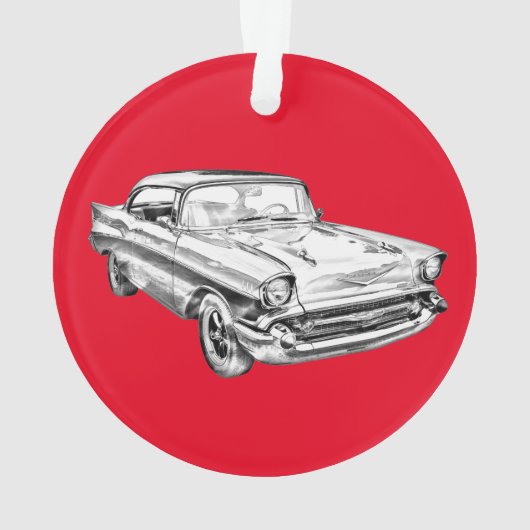 Chevy Bel Air-klassische Auto-Illustration 1957 Ornament (Rückseite)