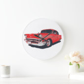Chevy Bel Air vector illustration clock Große Wanduhr (Zuhause)