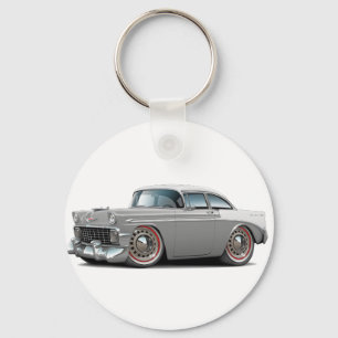 Chevy Belair Grau-Weißes Auto 1956 Schlüsselanhänger