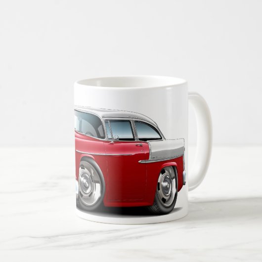 Chevy Belair Rot-Weißes Auto 1955 Kaffeetasse (VorderseiteRechts)