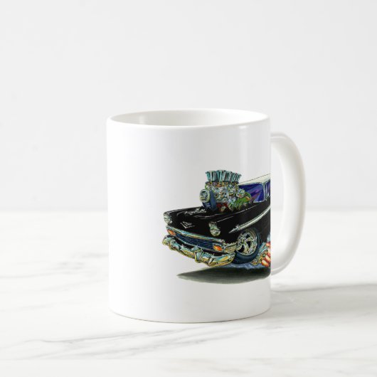 Chevy Belair schwarzes Auto 1956 Kaffeetasse (VorderseiteRechts)