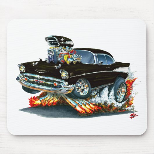 Chevy Belair schwarzes Auto 1957 Mousepad (Vorne)