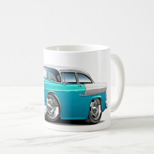 Chevy Belair Türkis-Weißes Auto 1955 Kaffeetasse (VorderseiteRechts)